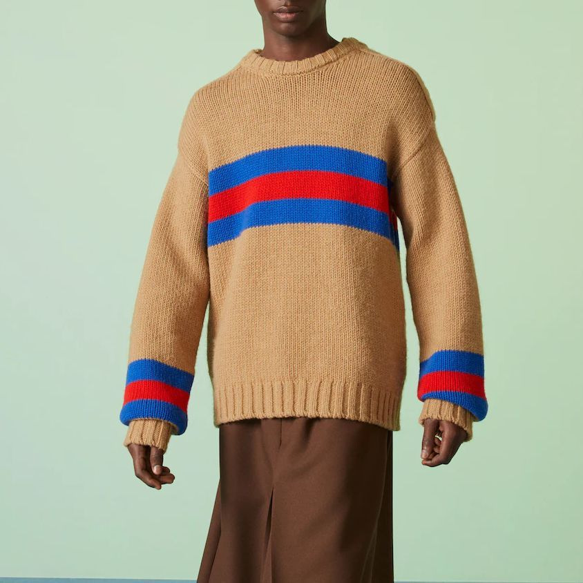 Gucci Wool Mohair Sweater With Web Intarsia 'Camel' 750841-XKDF2-2032 - 2