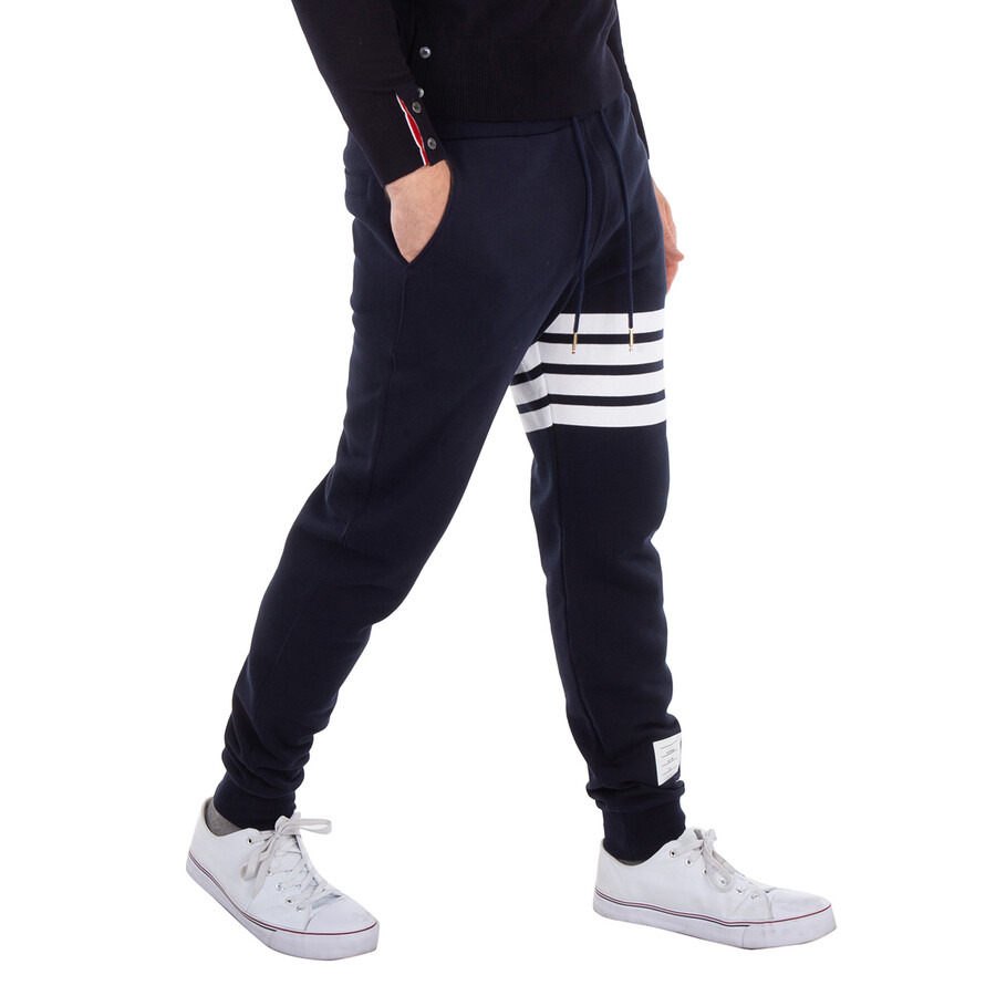 Thom Browne Navy 4-Bar Loopback Sweatpants - 6