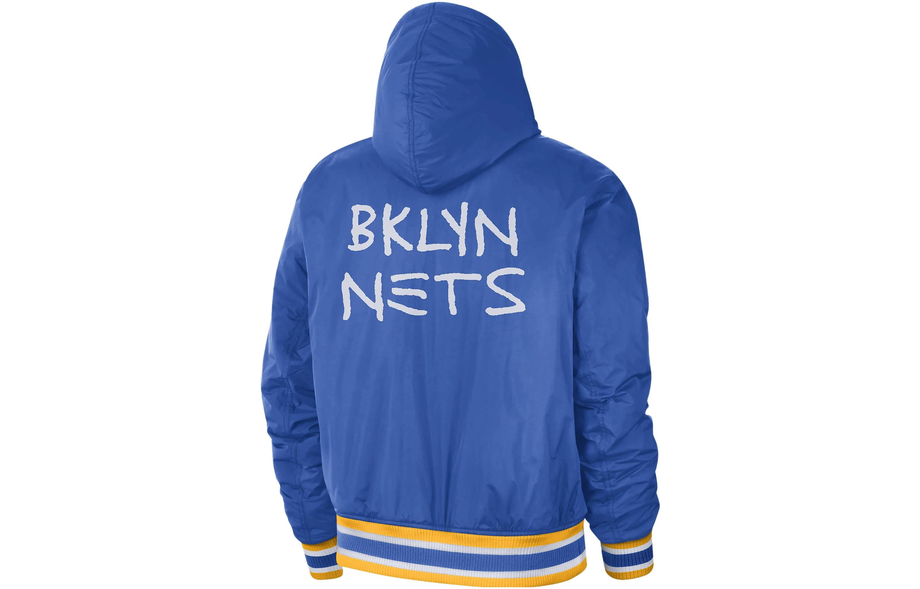 Nike Brooklyn Nets 22-23 City Courtside Bomber Full-Zip Hoodie Jacket 'Blue' DR2435-463 - 2