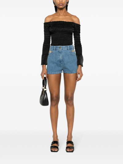 PATOU logo-embroidered denim shorts outlook