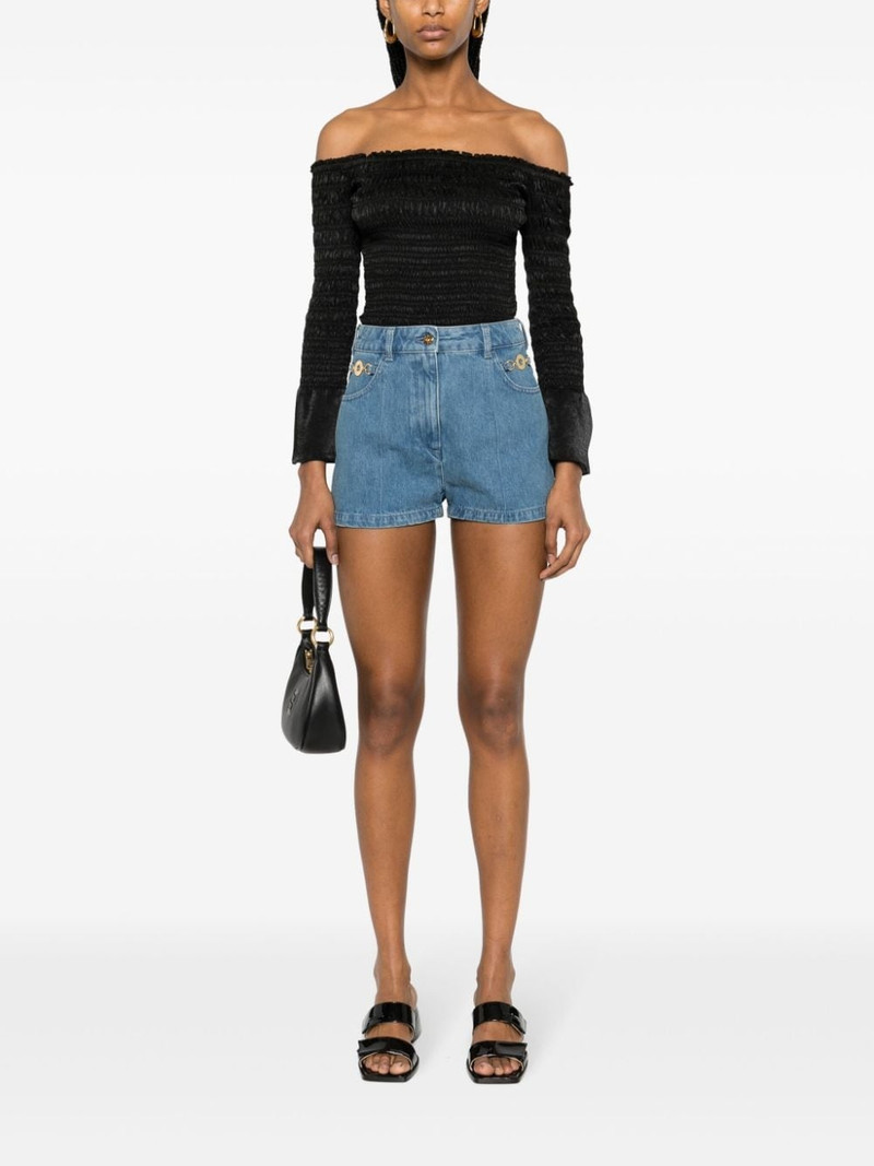 PATOU logo-embroidered denim shorts outlook