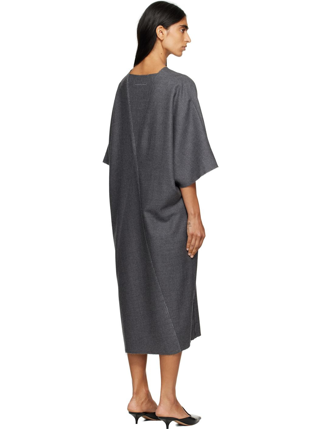 Gray Raw Edge Midi Dress - 3