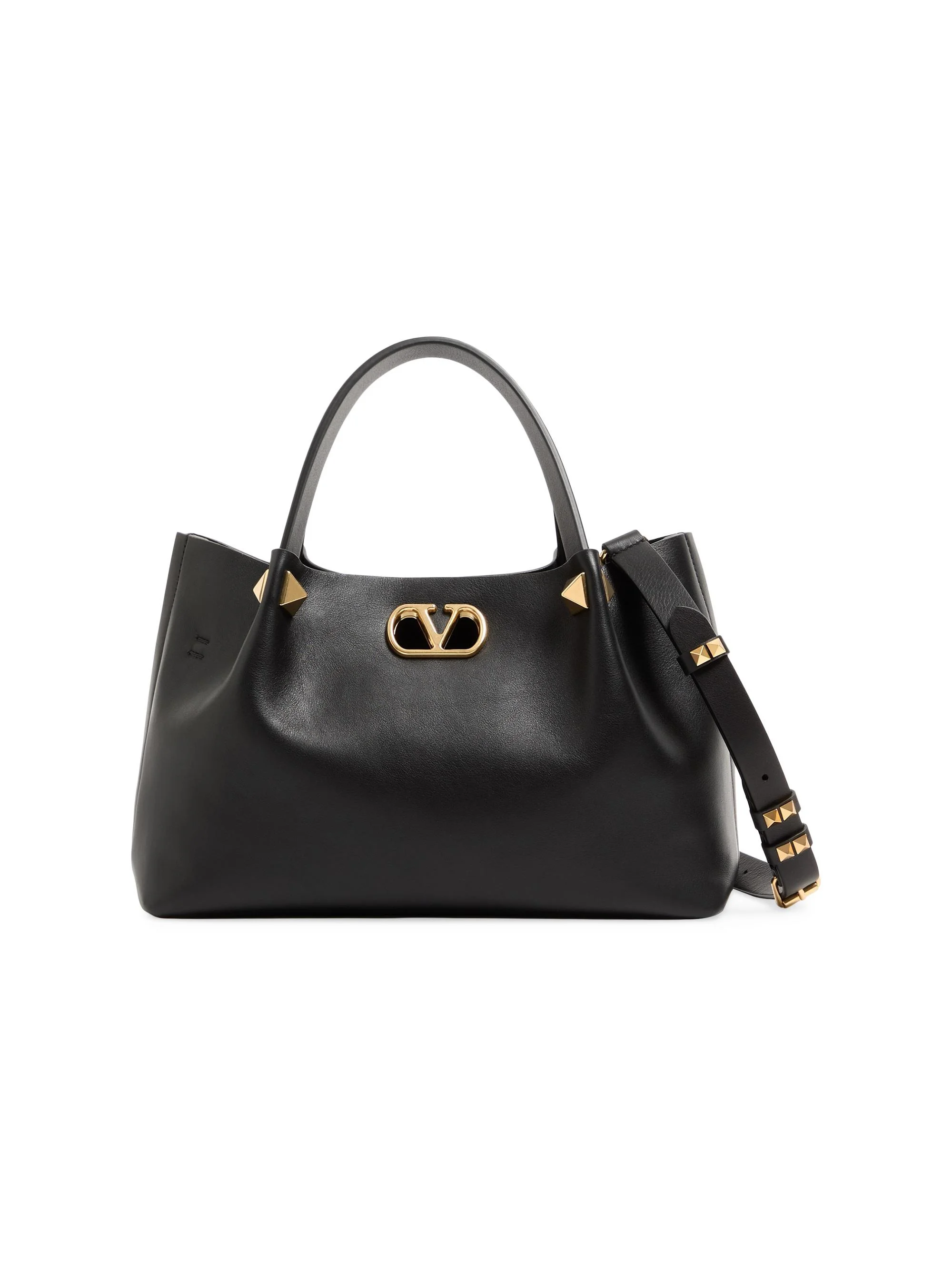 Women's Small Soft Leather Top Handle Bag - Black - 1
