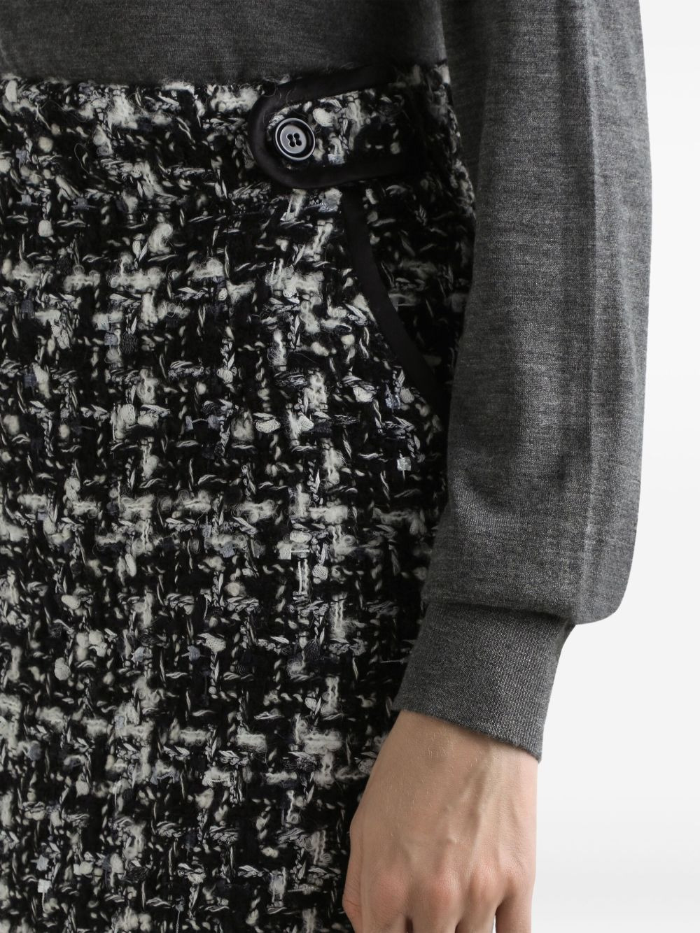 tweed checked midi skirt - 5