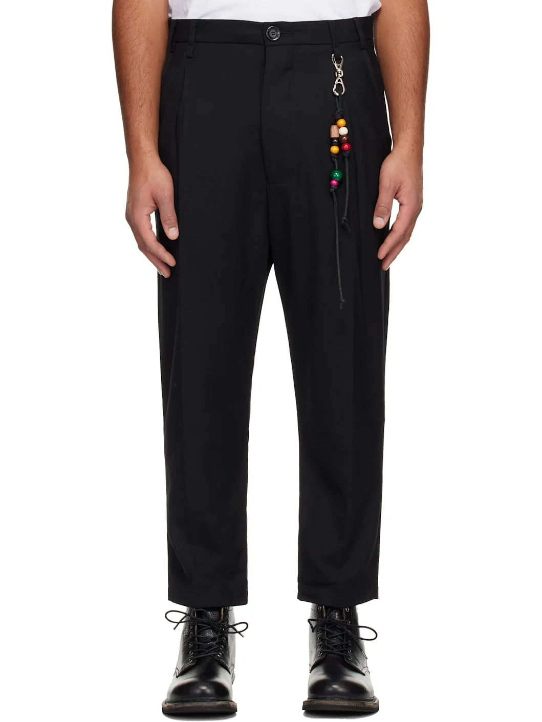 Black Loose Pleated Trousers - 1