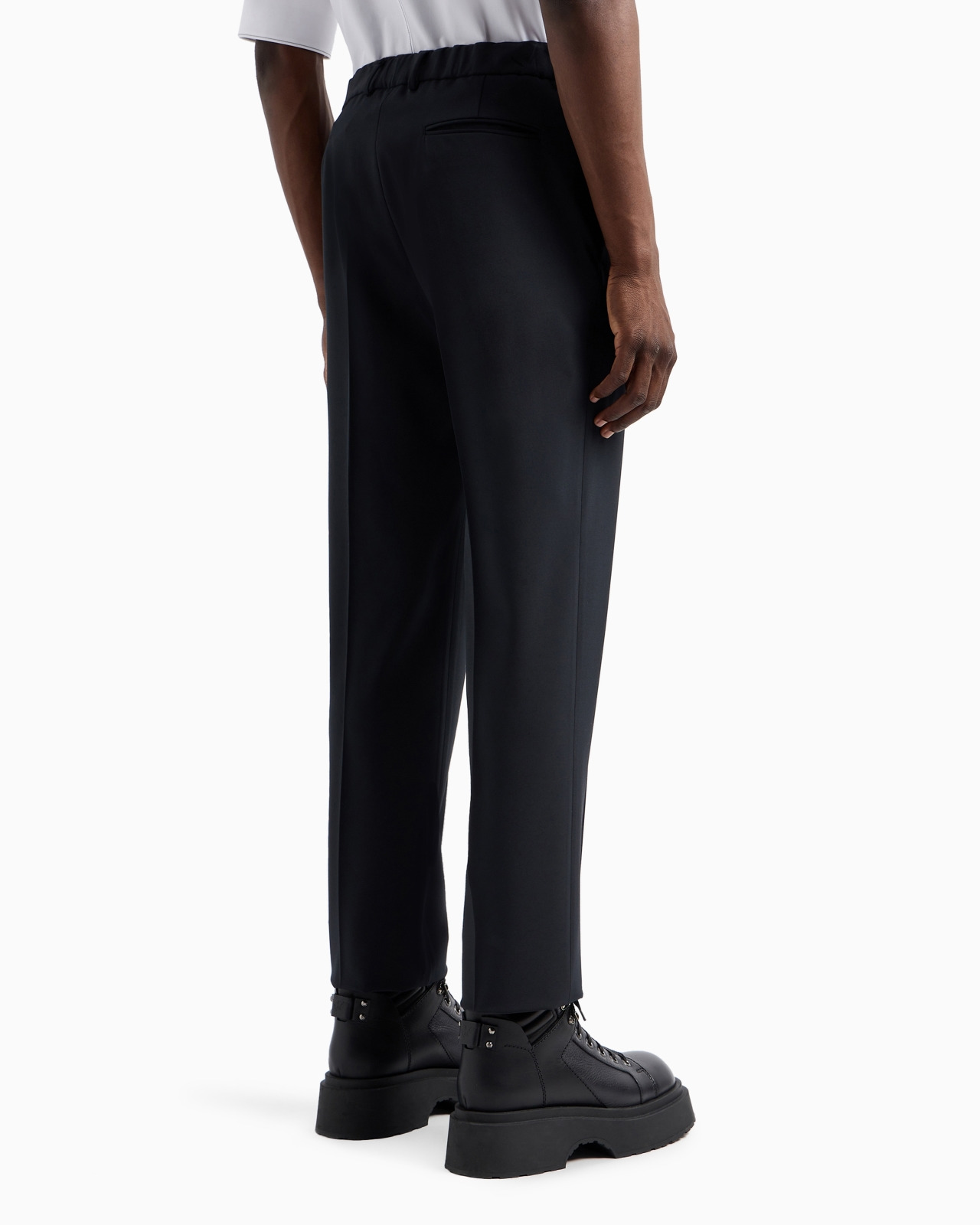 STRETCH TECHNICAL-GABARDINE TROUSERS WITH WAISTBAND DETAIL - 3
