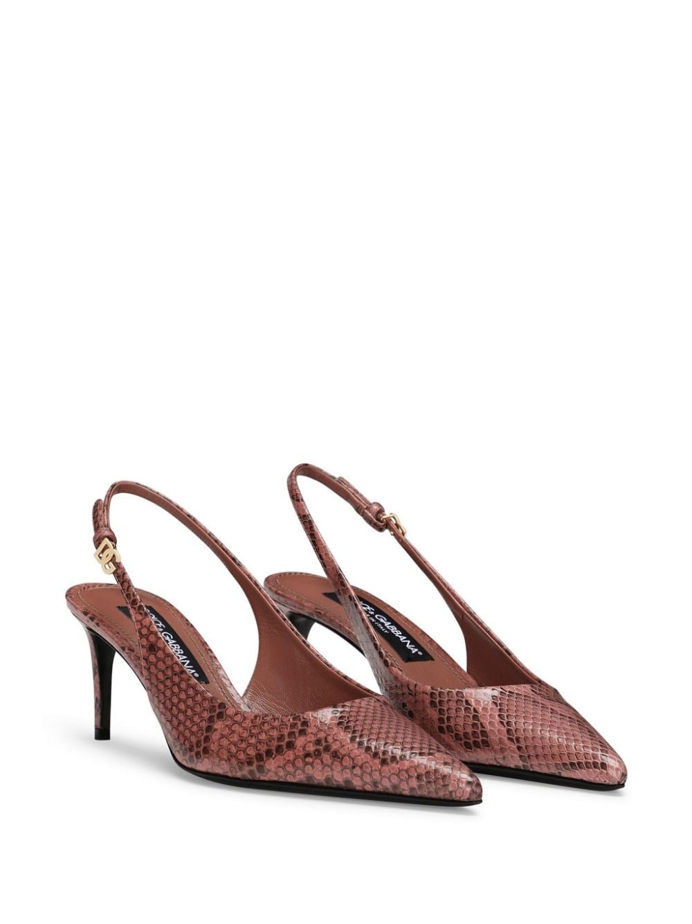 snakeskin-effect slingback pumps - 2