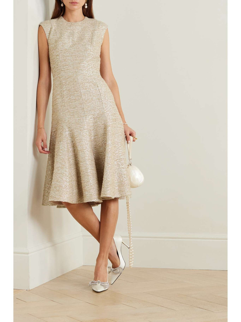 EMILIA WICKSTEAD Denver metallic bouclé-tweed midi dress outlook