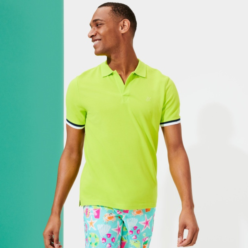 Men Cotton Pique Polo Shirt Solid 3