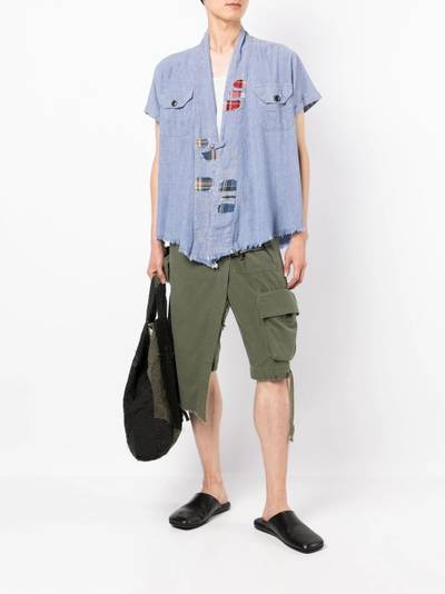 Greg Lauren patchwork open denim-shirt outlook