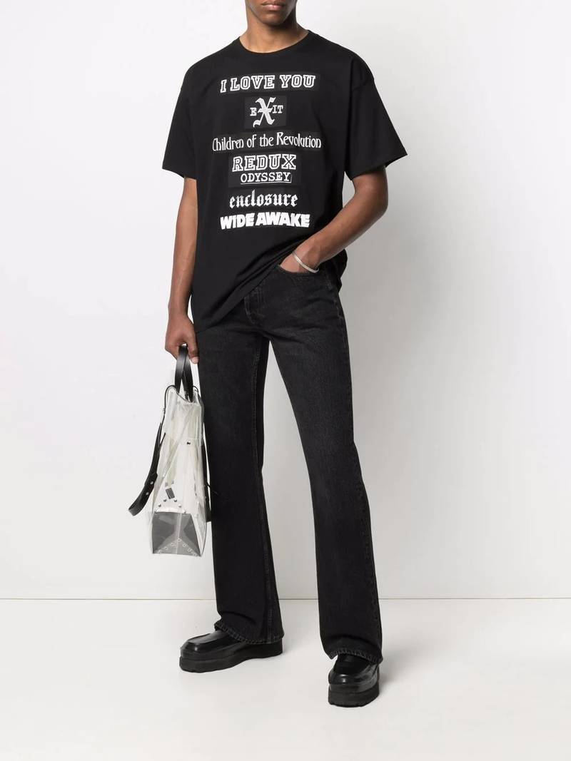 Raf Simons slogan print T-shirt outlook