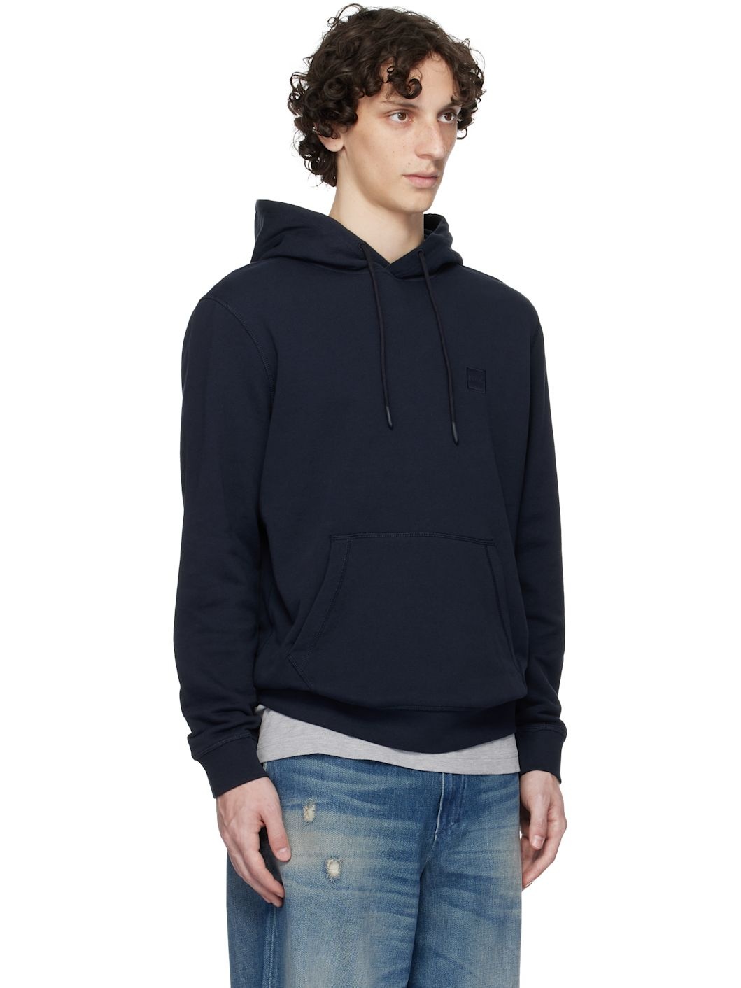 Navy Regular-Fit Logo Patch Hoodie - 2