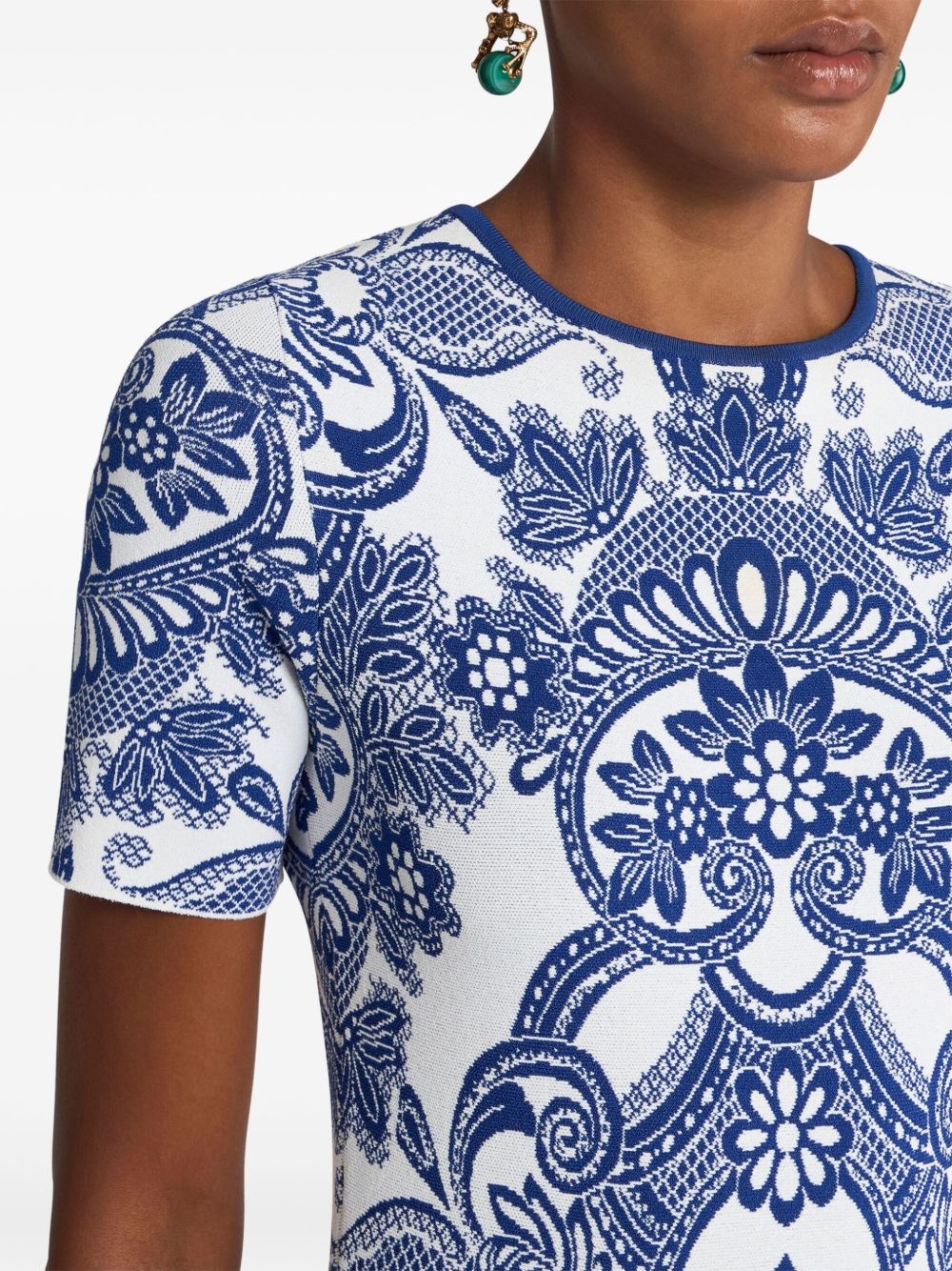 patterned-jacquard mini dress - 4
