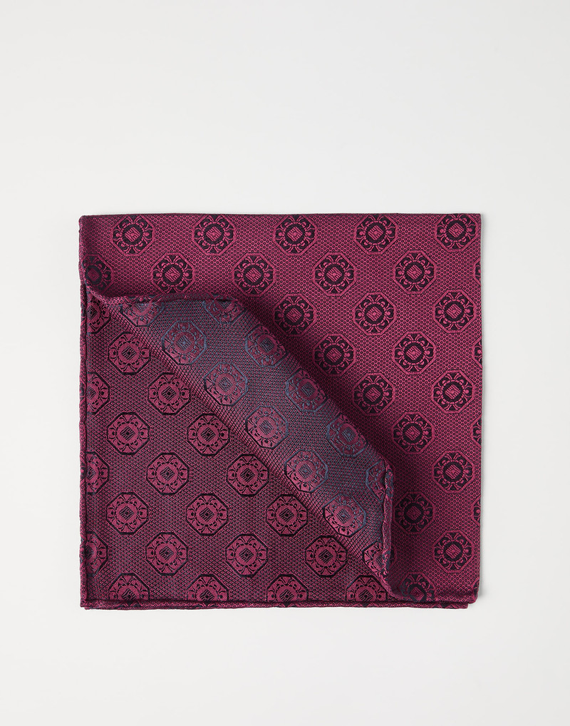 Silk pocket square with medallion design 1