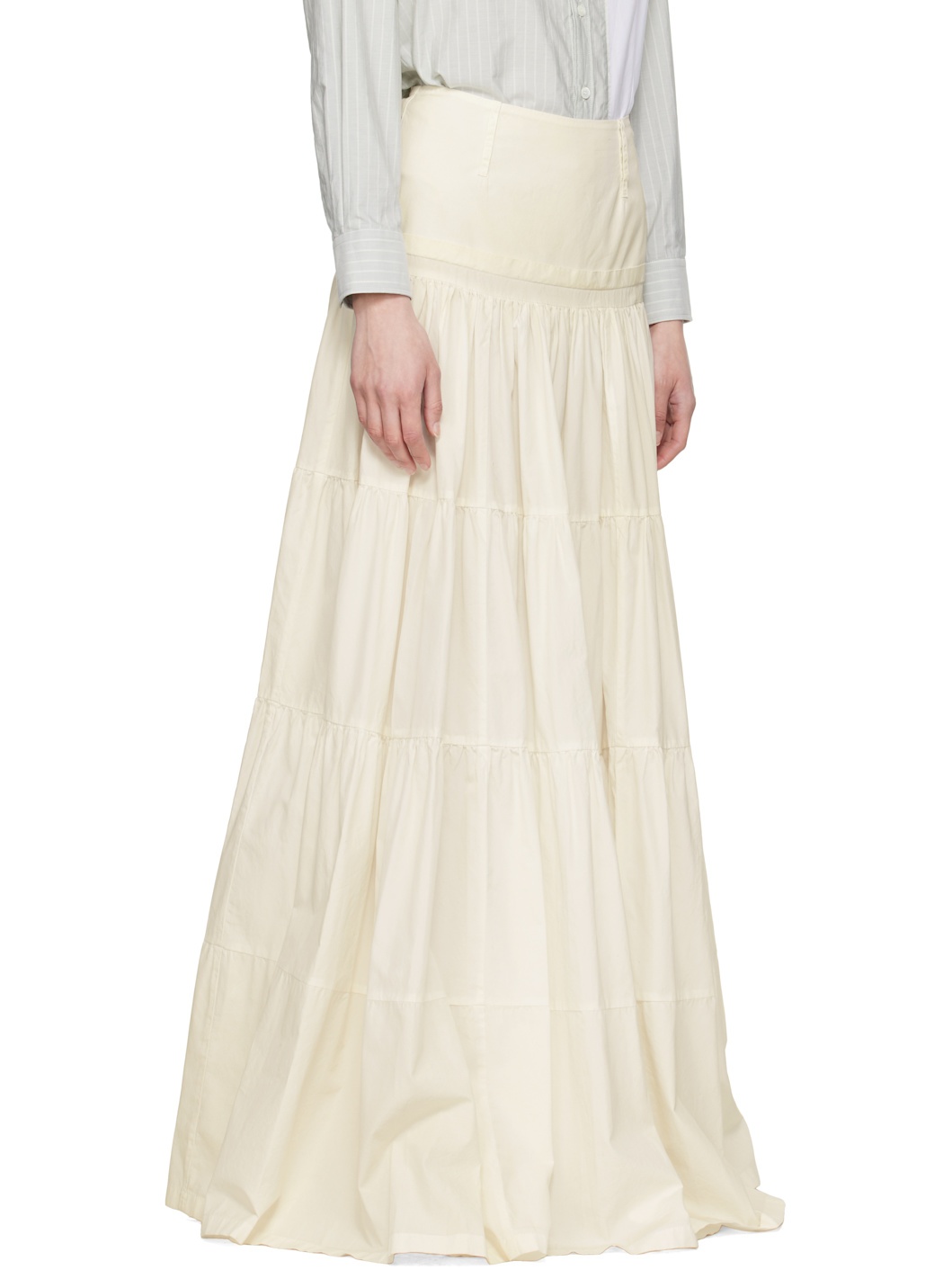 Off-White Light Cotton Poplin Maxi Skirt - 2