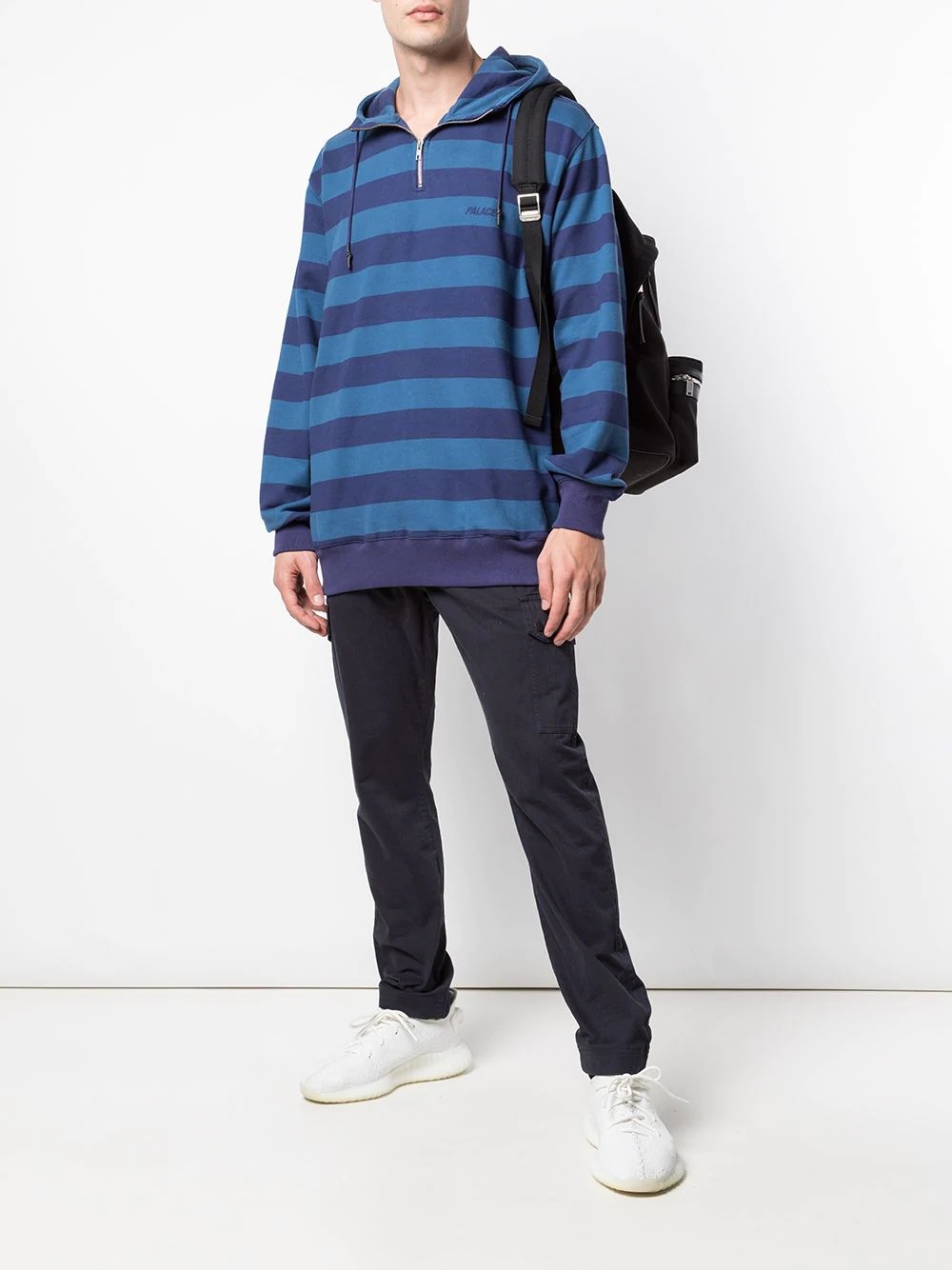 striped logo print hoodie - 2