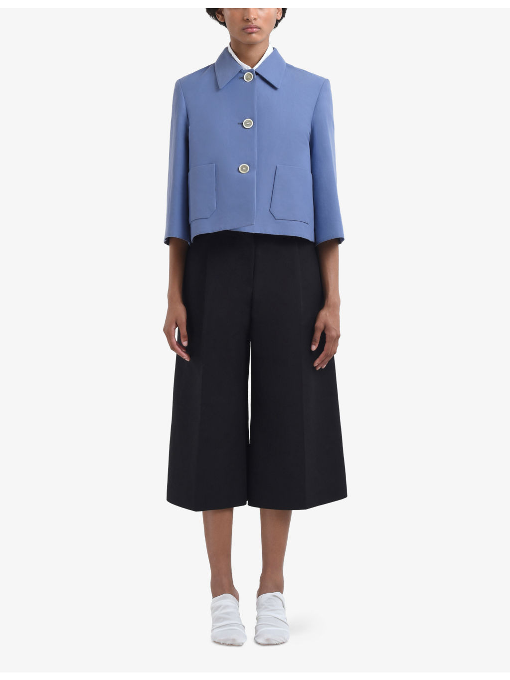 Brand-Embroidery Cropped Cotton Woven Jacket - 2