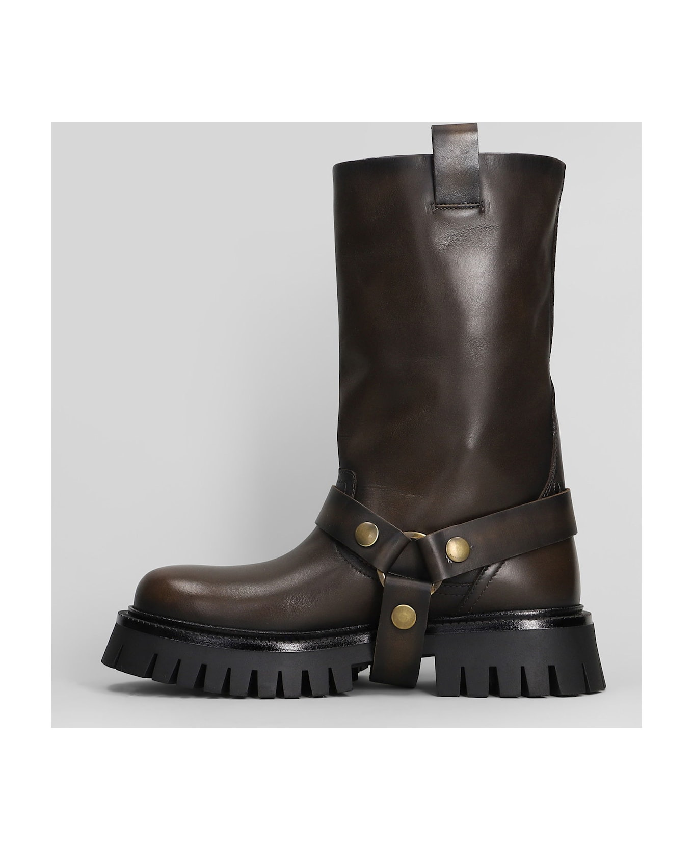 Kurt Chunky Low Heels Ankle Boots In Brown Leather - 3