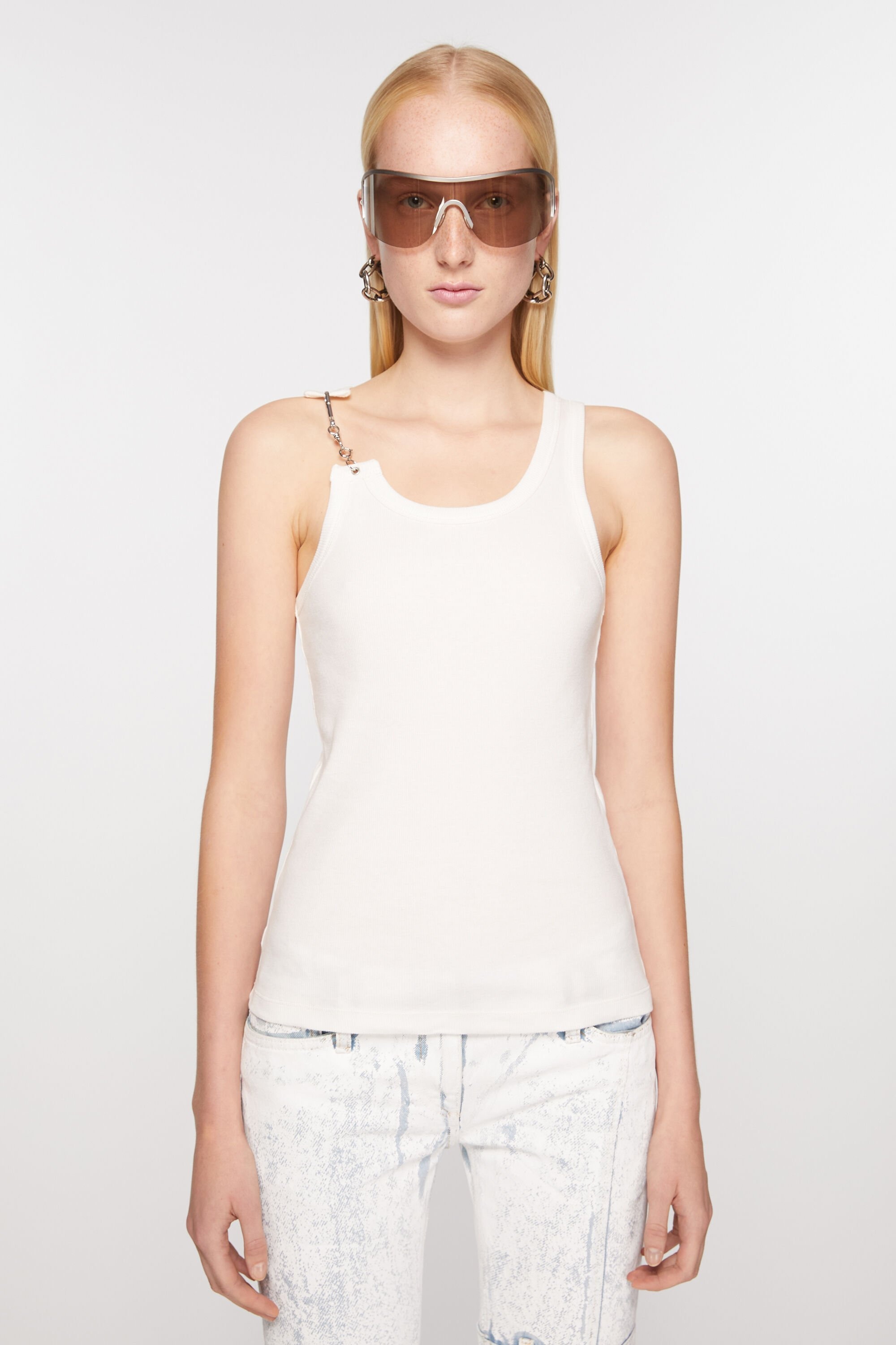 Metal clip tank top - White - 2