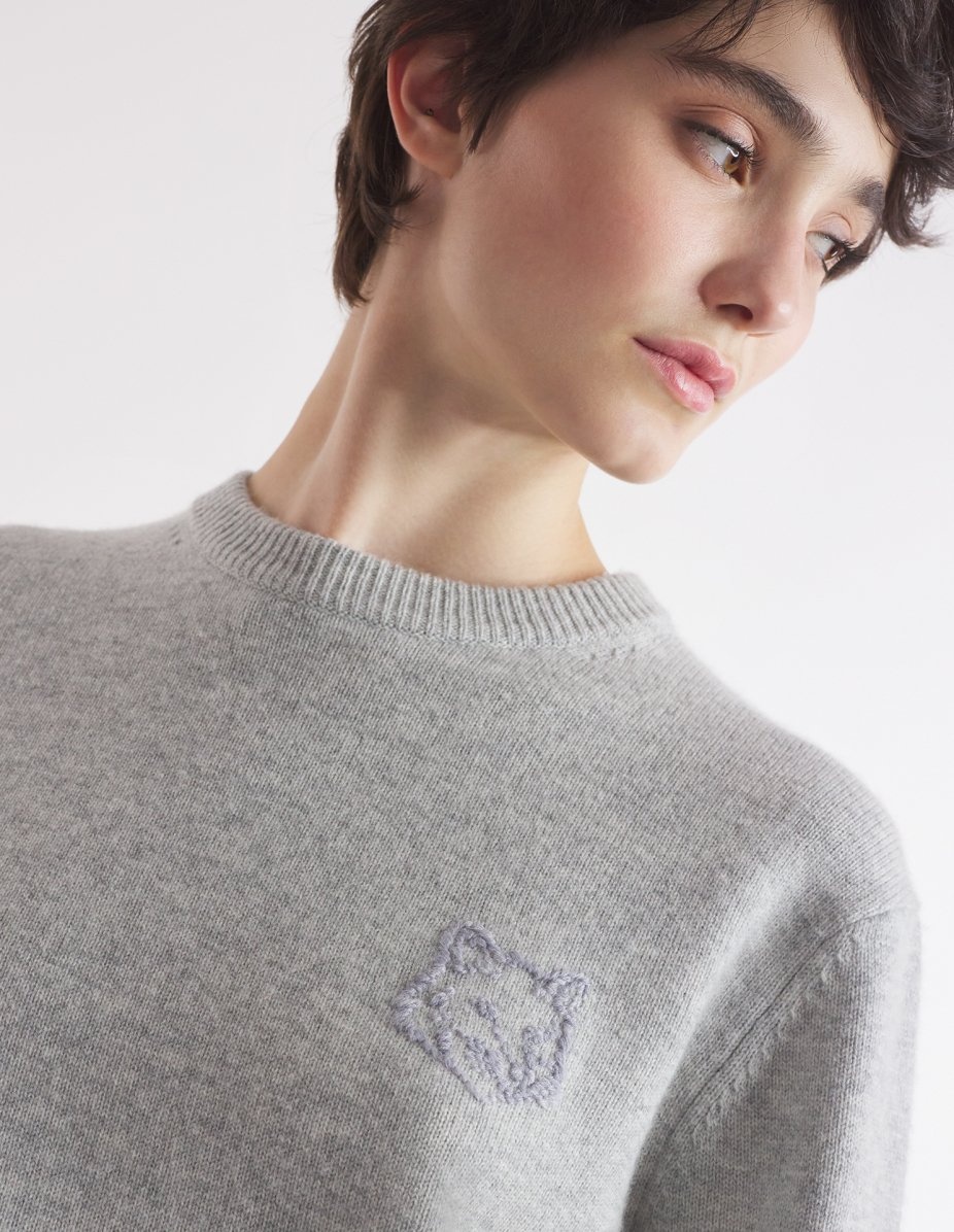 BOLD FOX HEAD EMBROIDERED CROPPED JUMPER - 4