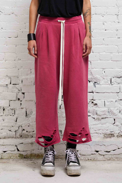 R13 PLEATED WIDE LEG SWEATPANT - HOT PINK outlook