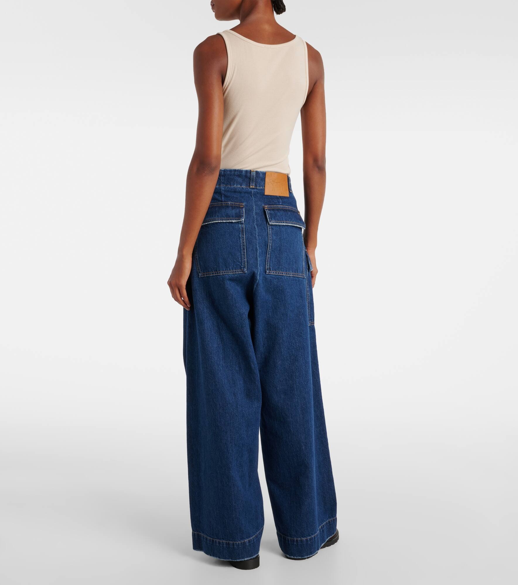 Mid-rise denim wide-leg pants - 3