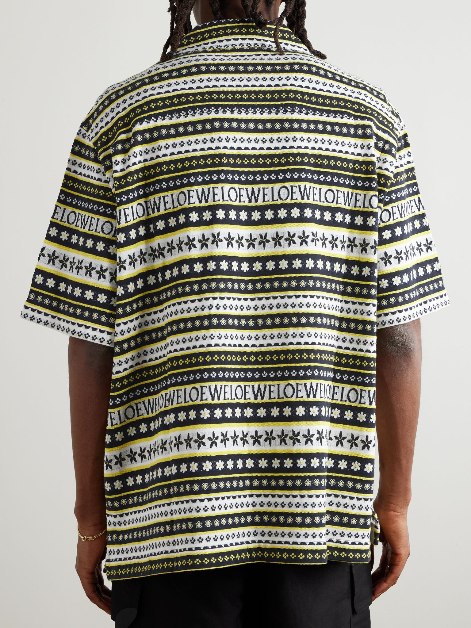 + Paula's Ibiza Camp-Collar Jacquard-Knitted Cotton Shirt Yellow - 4