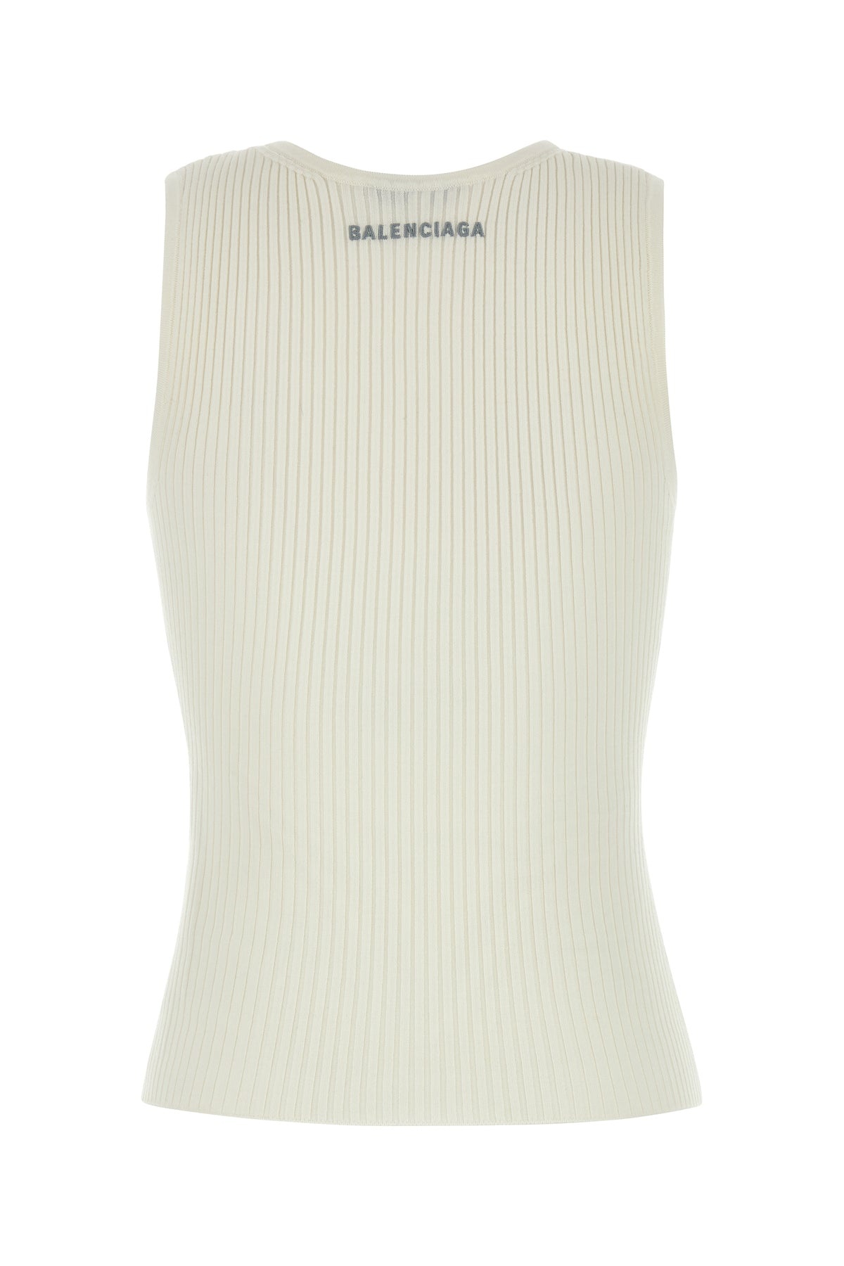 White stretch wool blend tank top - 2