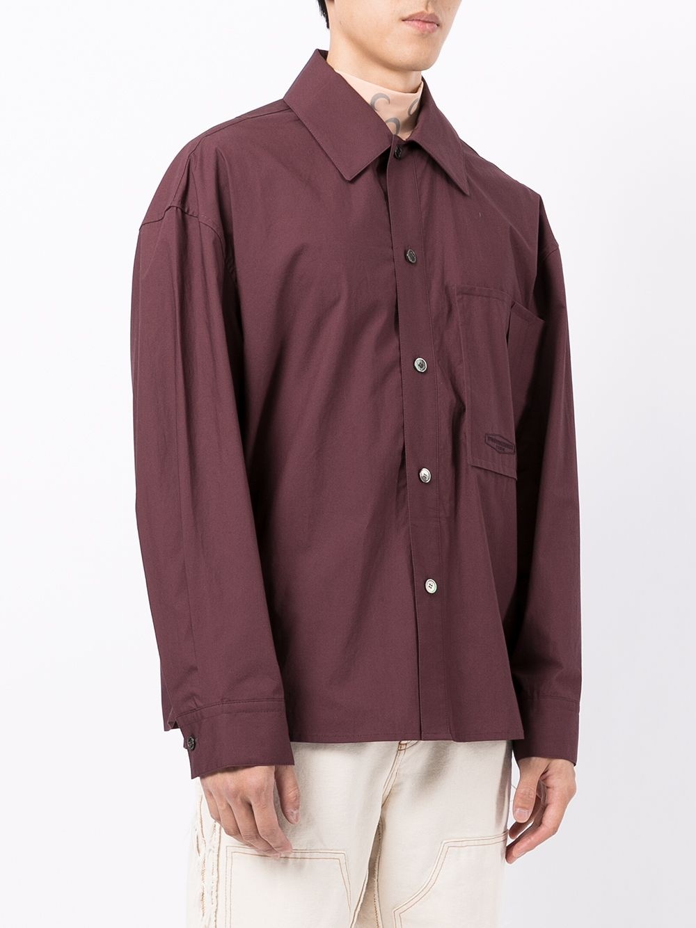 chest-pocket oversized shirt - 3