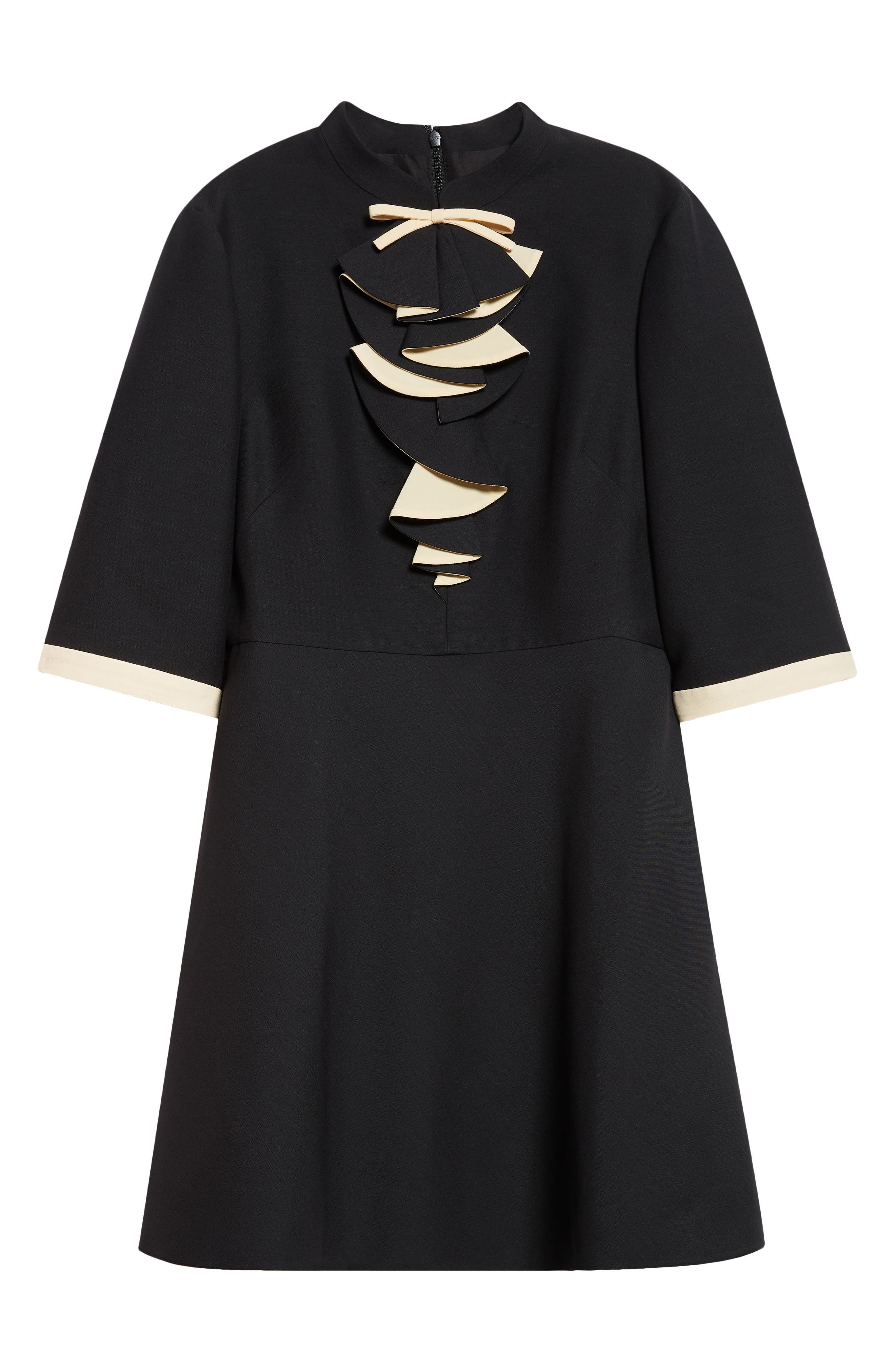 Valentino Garavani Solid Bow Ruffle Crepe Couture in Black/Light Hazelnut at Nordstrom - 1