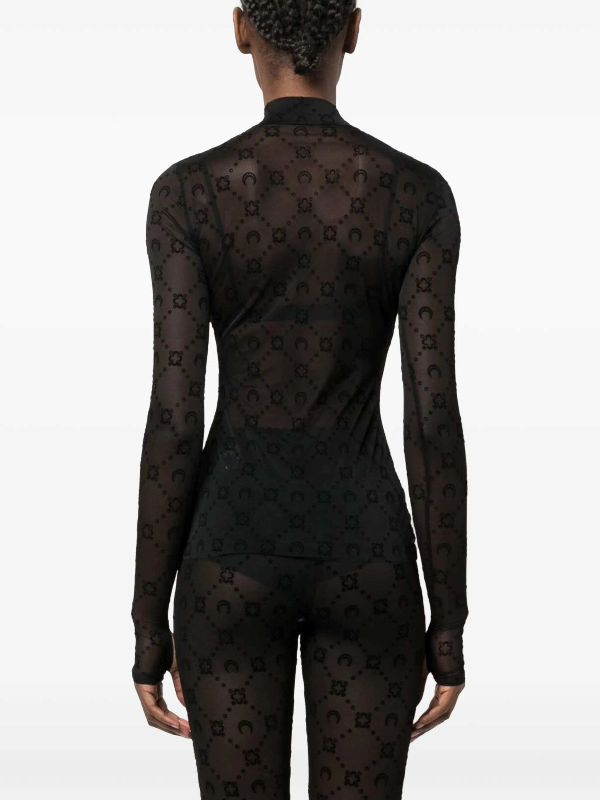 Moonogram-flocked mesh top - 4