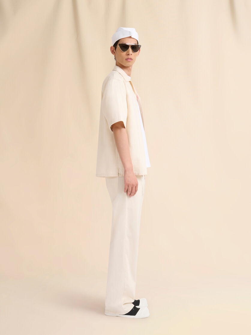 WHITE COTTON T-SHIRT WITH MOHAIR PATCHES - 5