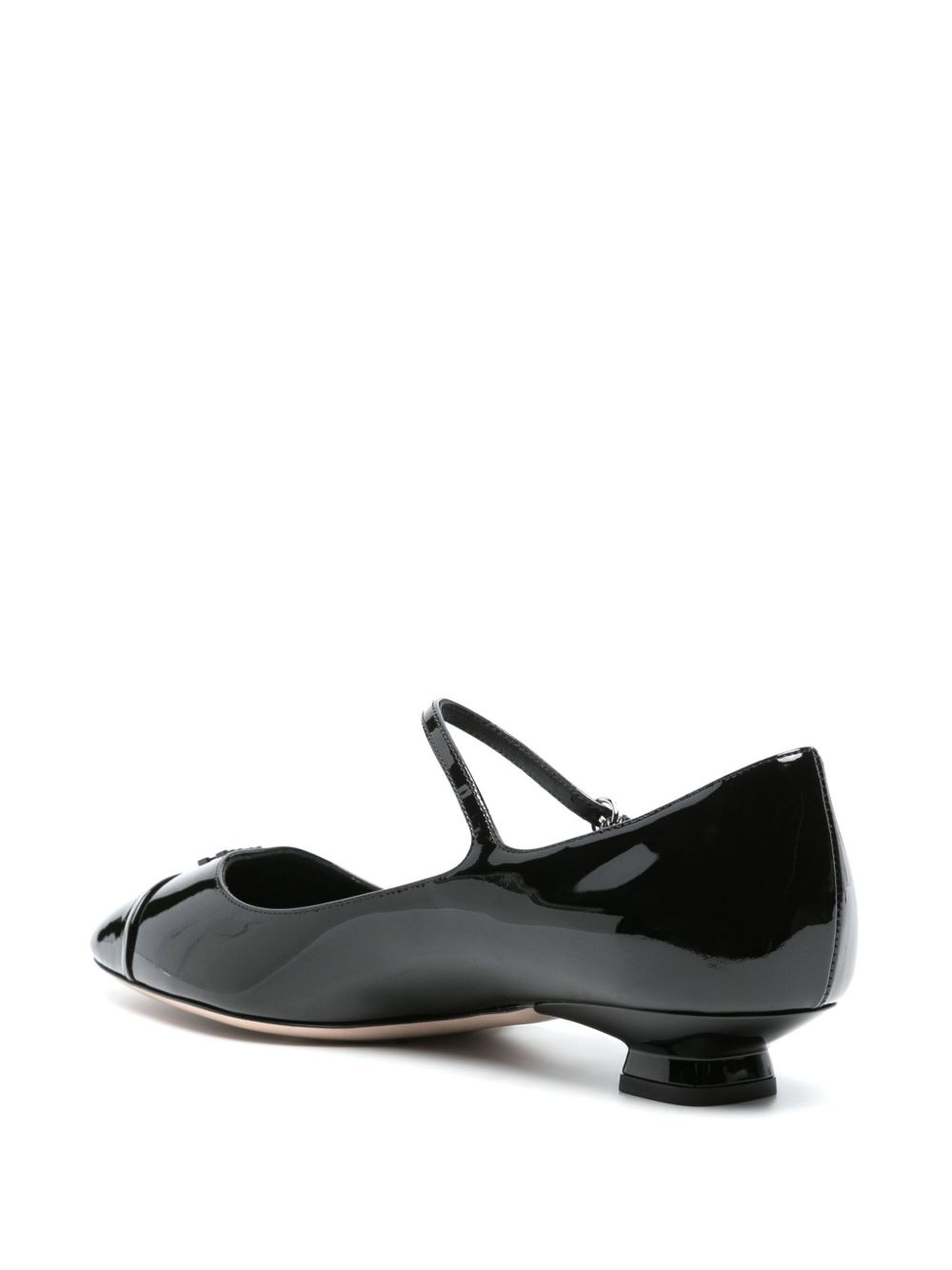 logo-lettering patent ballerina shoes - 3
