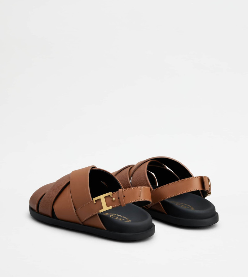 Tod's SANDALS IN LEATHER - BROWN outlook