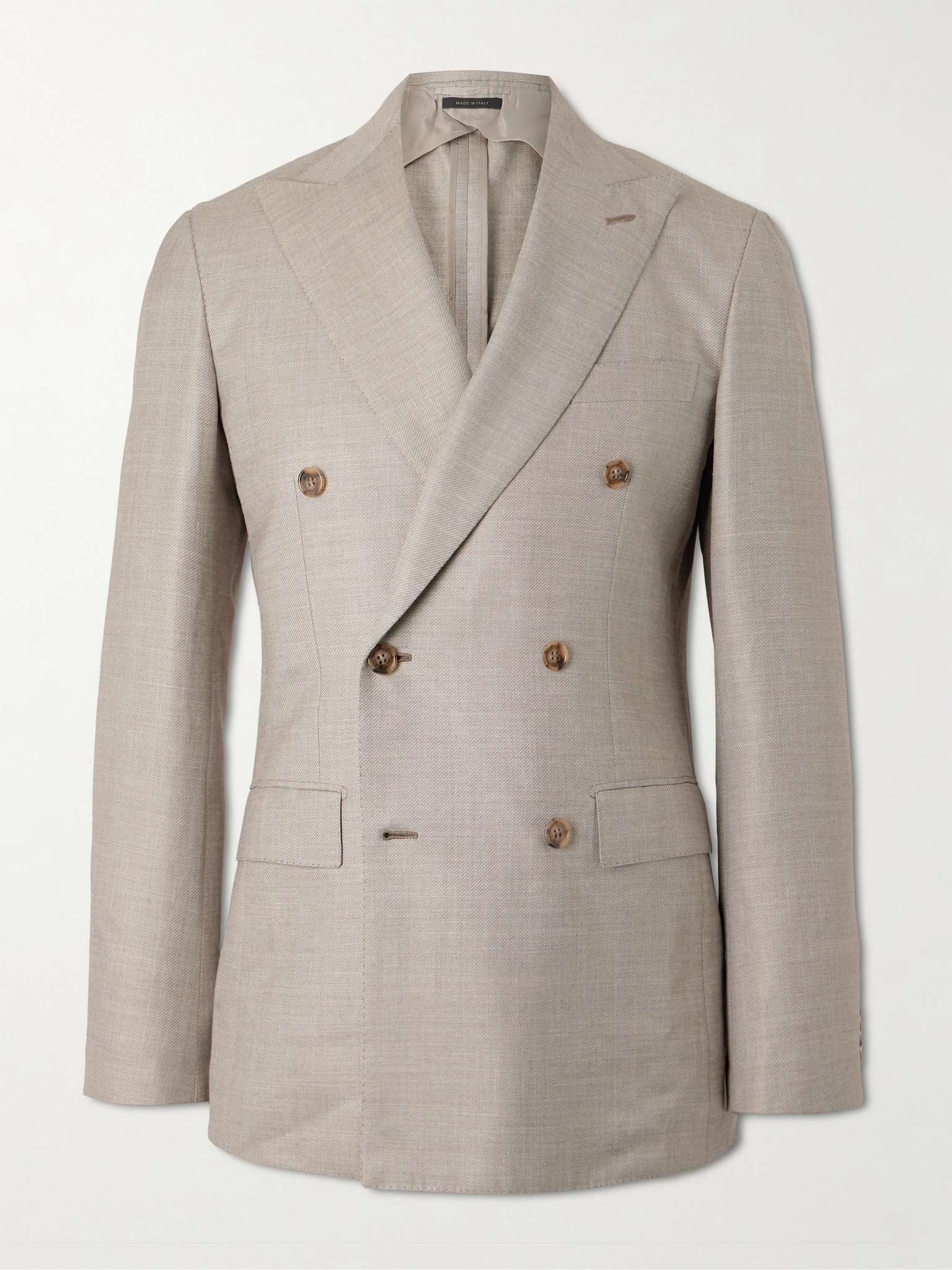 Double-Breasted Wool and Silk-Blend Twill Suit Jacket - 1