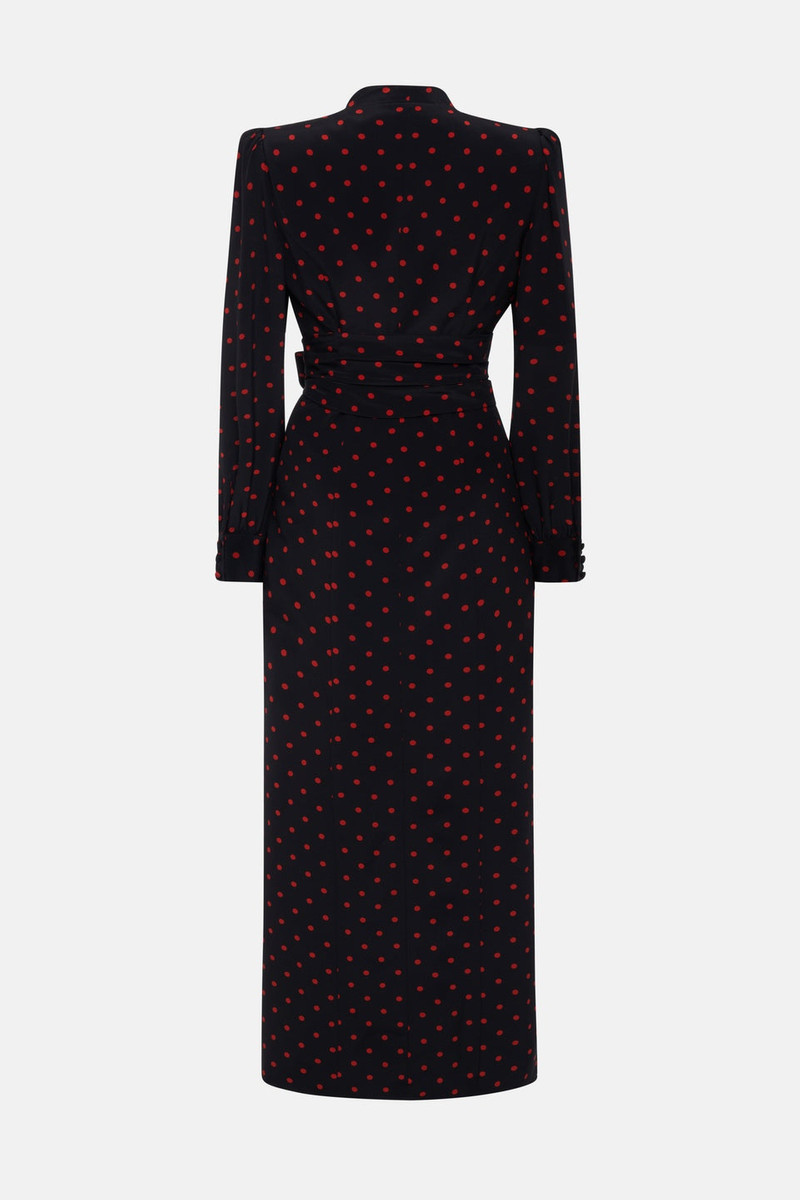 Alessandra Rich POLKA DOT PRINT SILK DRESS WITH BELT outlook