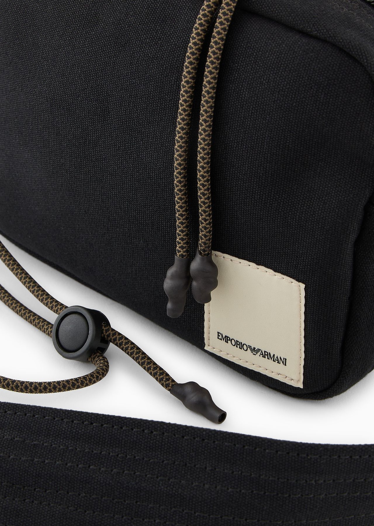 Emporio Armani Sustainability Values Capsule Collection organic canvas drawstring tech case with sho - 5