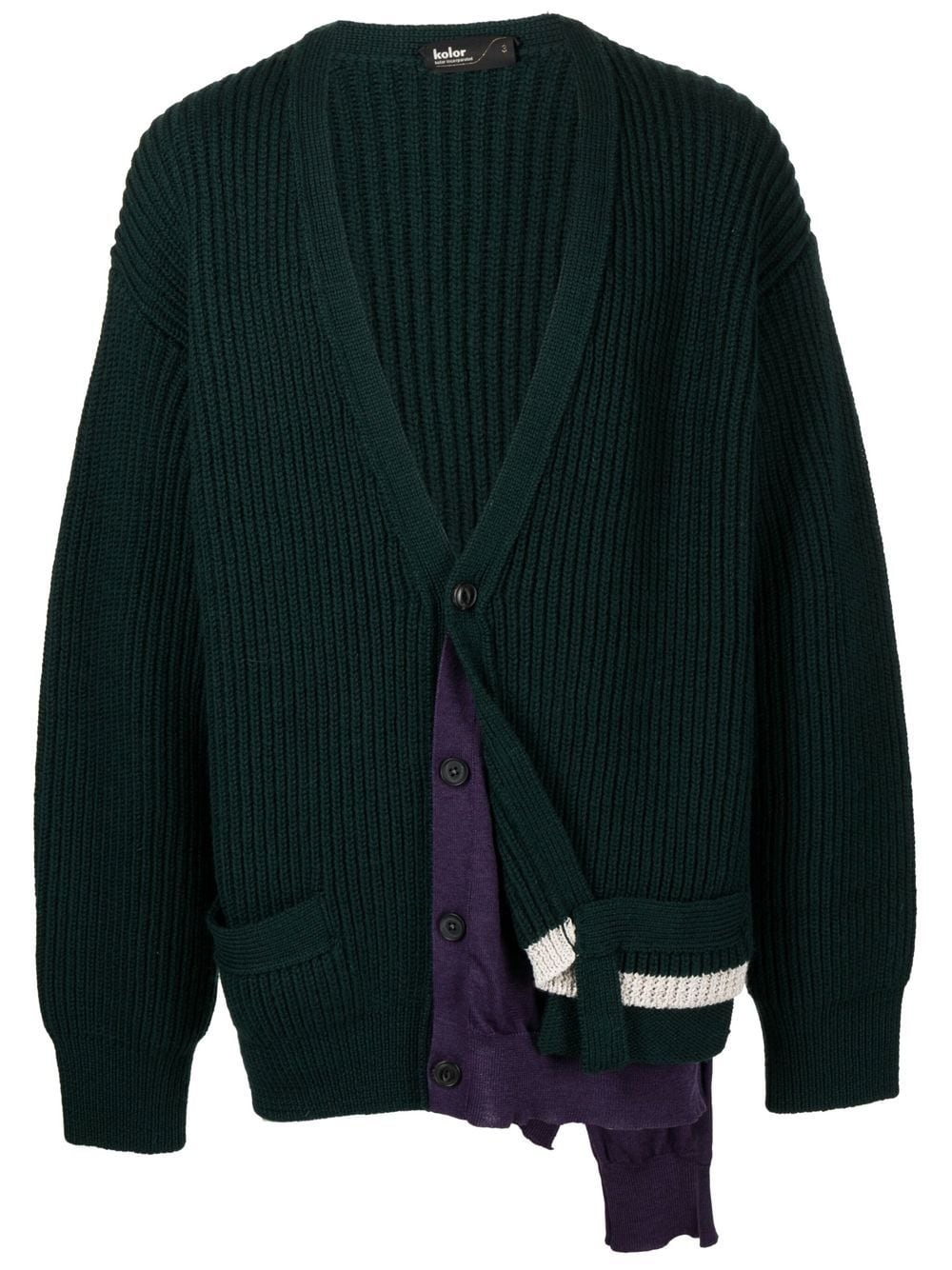 ribbed-knit wool cardigan - 1