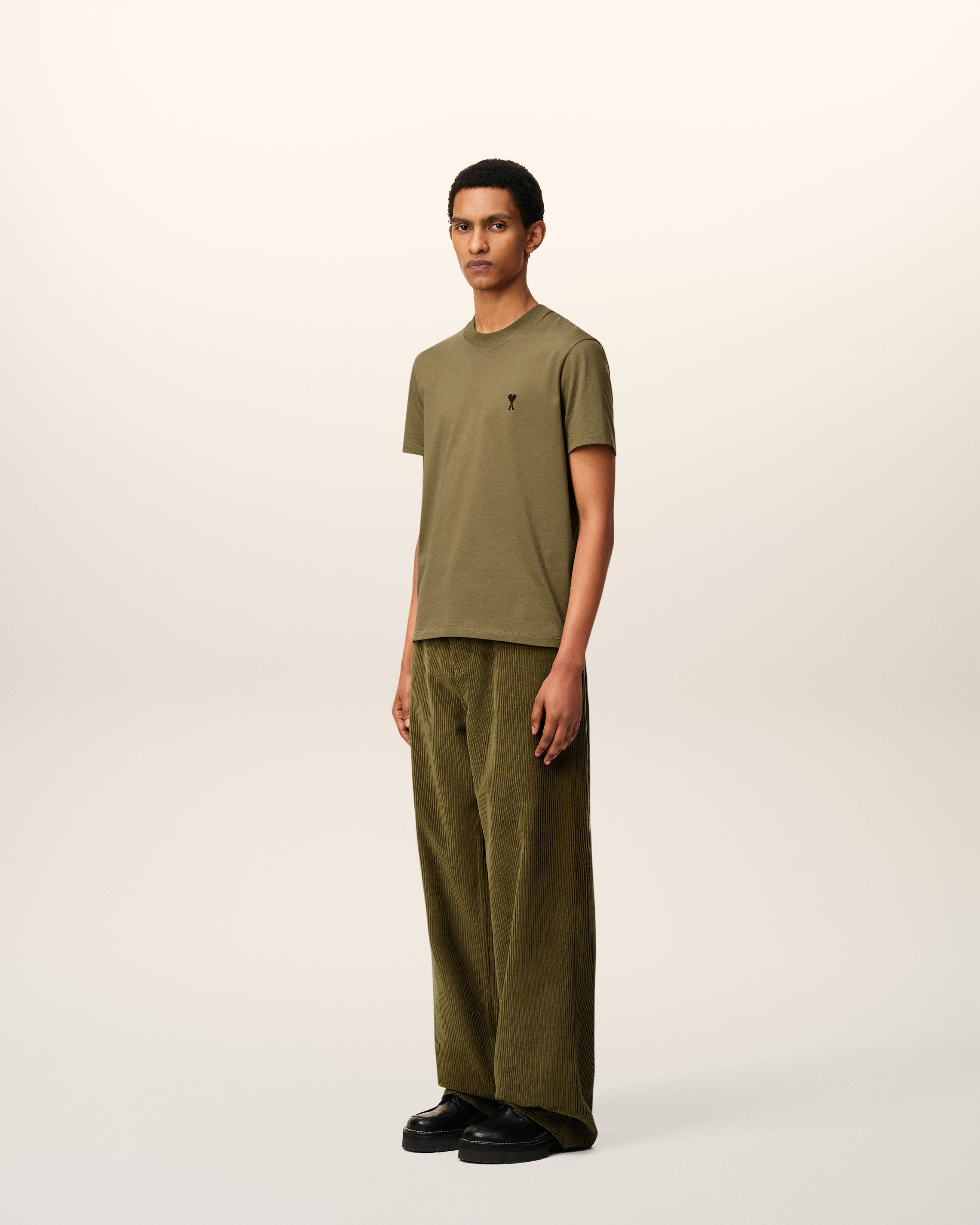 GREEN COTTON CORDUROY LARGE FIT TROUSERS - 6