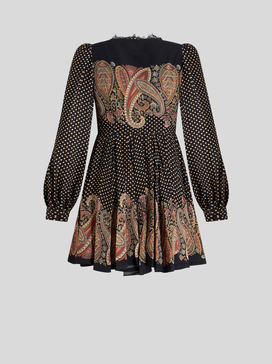 PAISLEY PATTERN MINI DRESS WITH LACE - 5