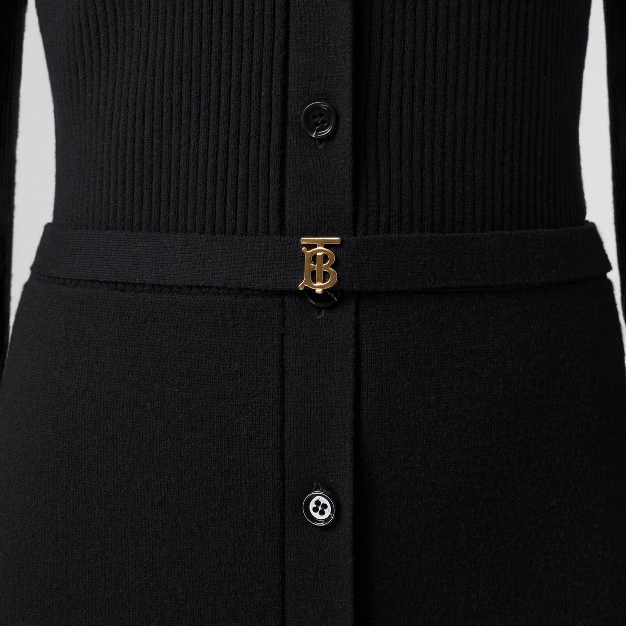 Monogram Motif Rib Knit Wool Dress - 5