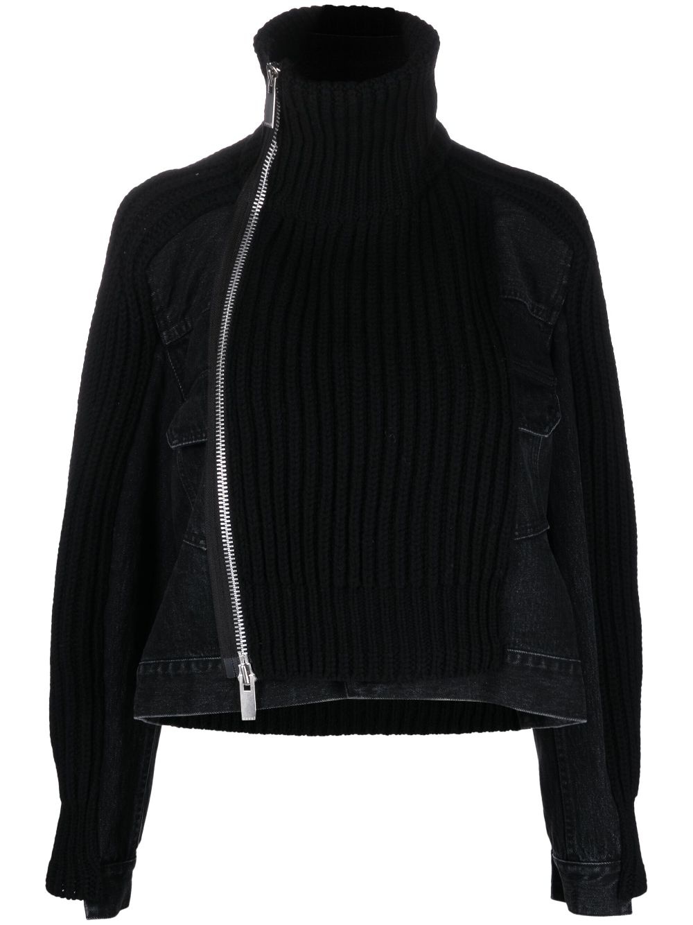 panelled ribbed-knit jacket - 1