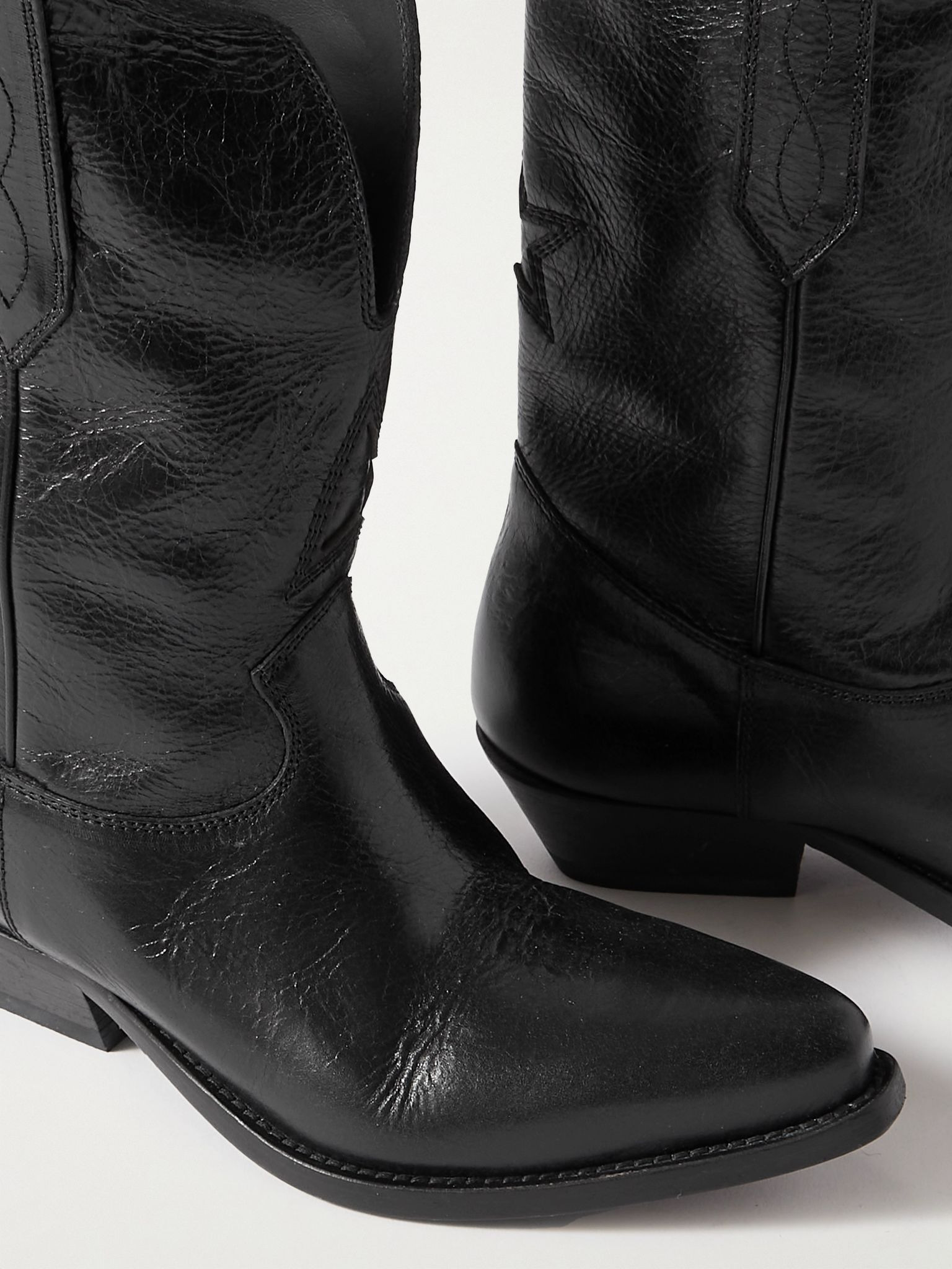 Low Wish Star textured-leather cowboy boots Black - 4