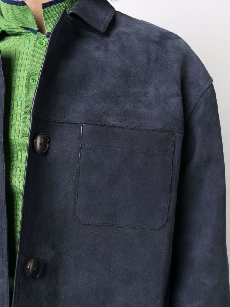 button-up suede jacket - 5