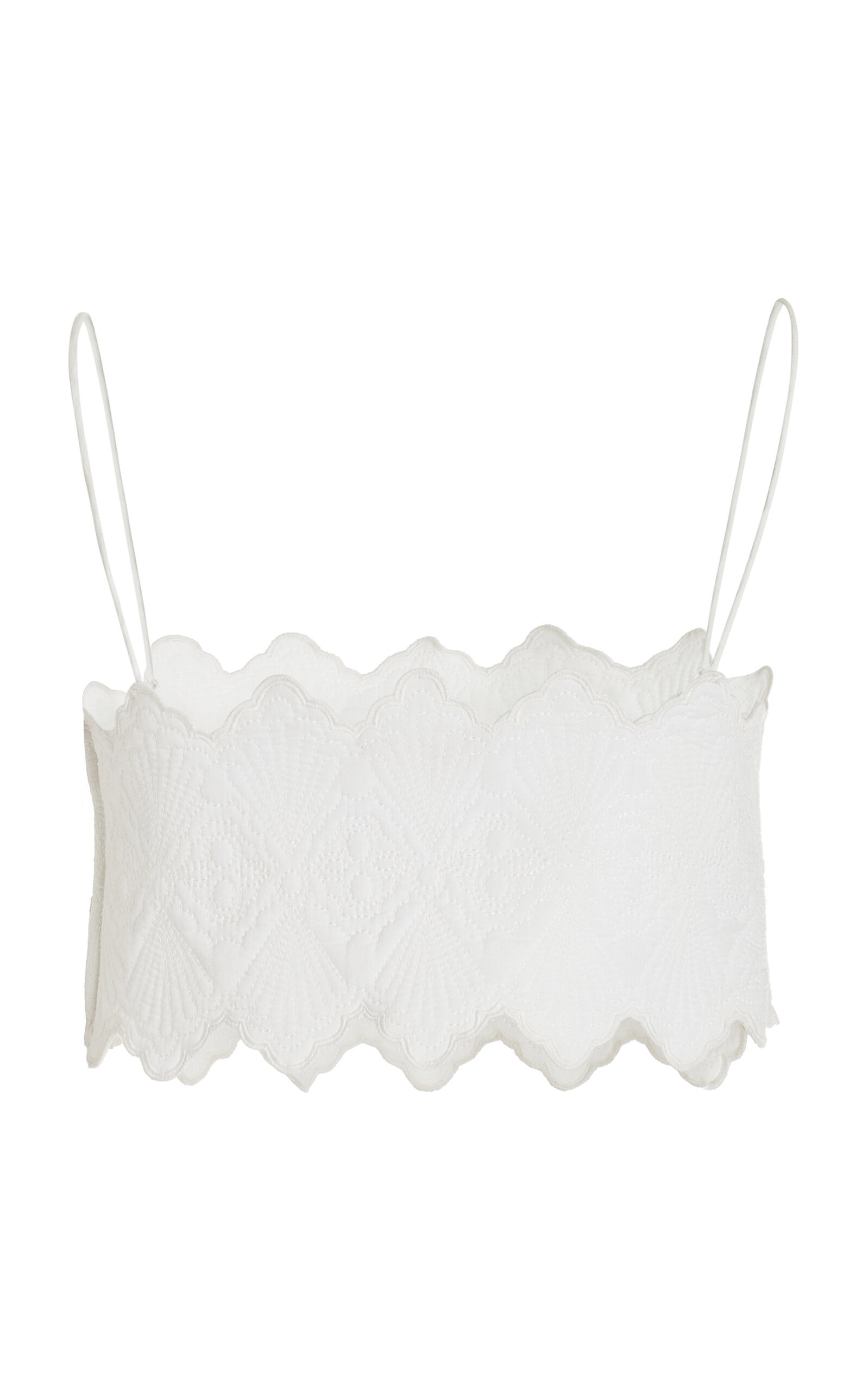 Marie Embroidered Quilted-Cotton Crop Top white - 5