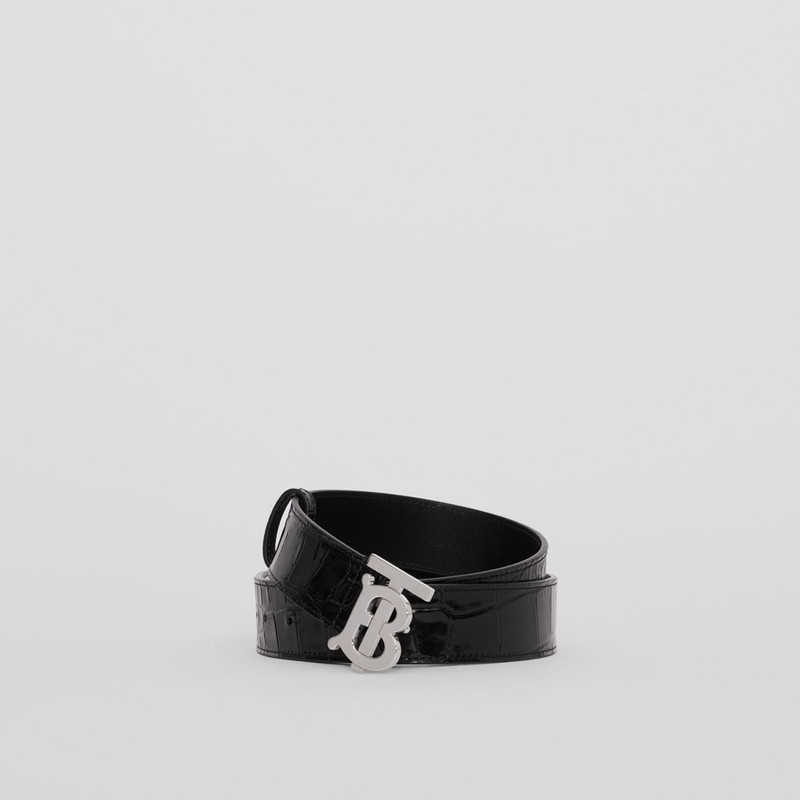 Monogram Motif Embossed Leather Belt 1