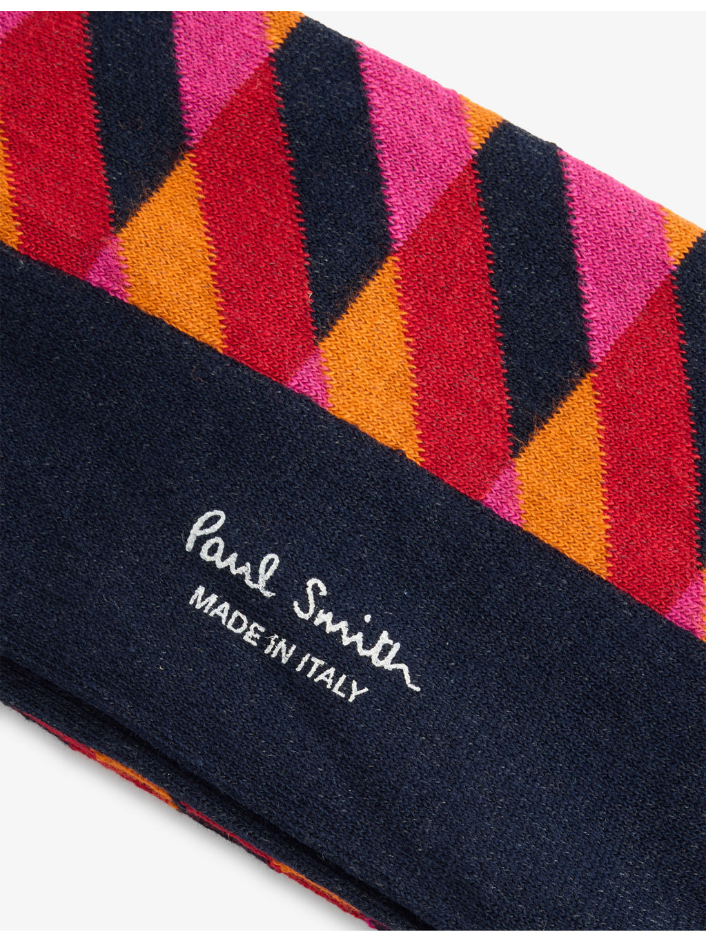 Zig-Zag Patterned Crew-Length Stretch Cotton-Blend Socks - 2