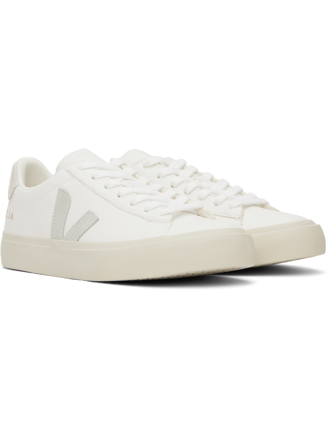 White & Gray Campo Leather Sneakers - 4