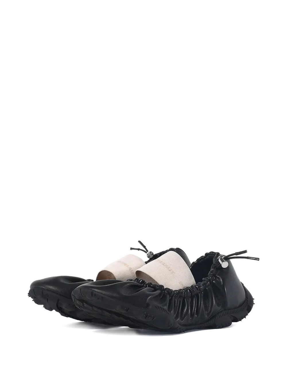 ruched leather ballet flats - 2