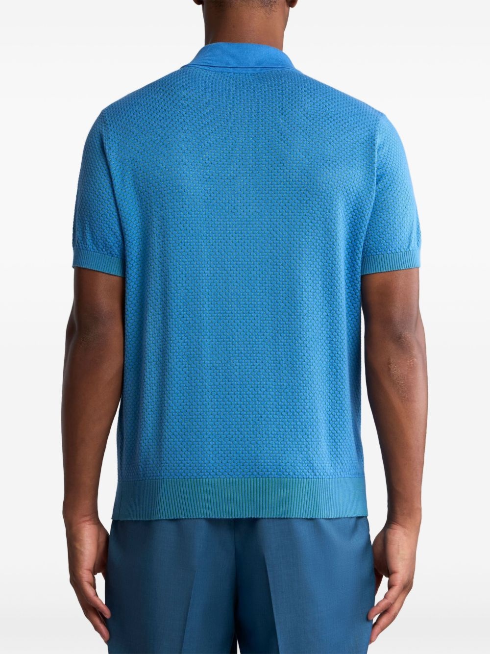 micro-design knit polo shirt - 3